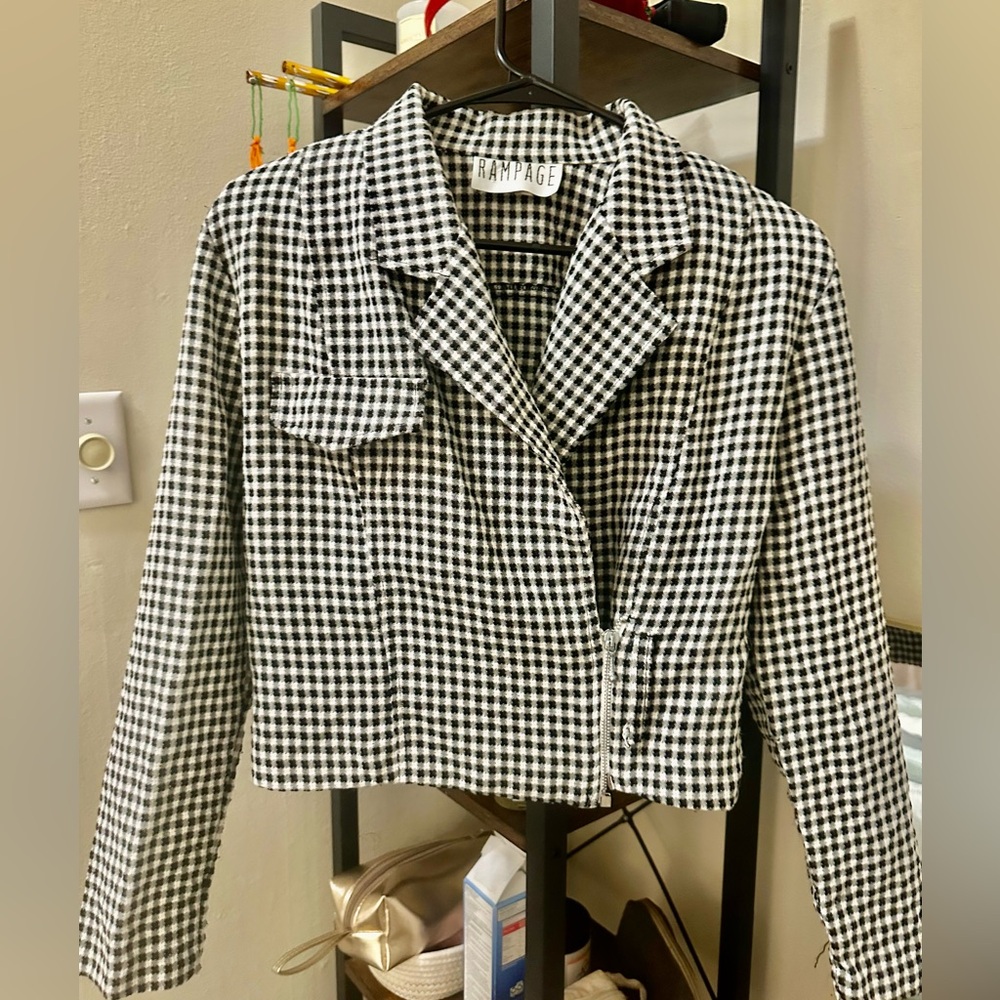 Rampage Monochrome Checkered Blazer